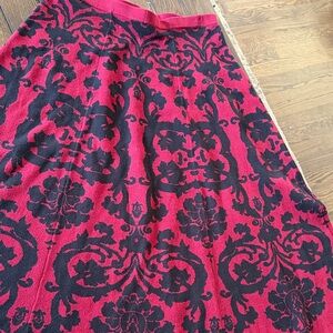 Soft Surroundings Skirt Womens PXL Red Black Floral Sweater Knit Midi A Line New